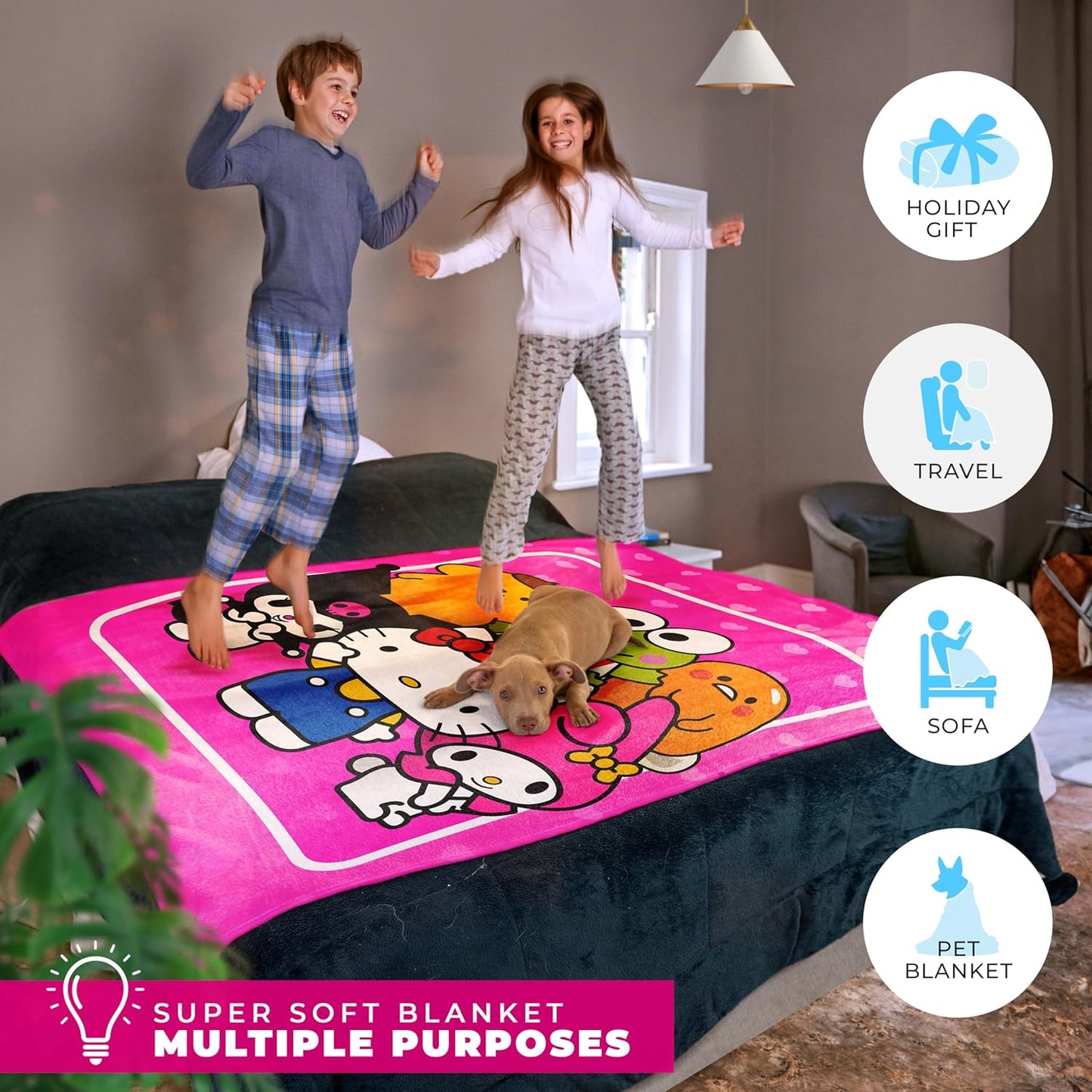 Cobija personajes Sanrio 150 cm x 115 cm