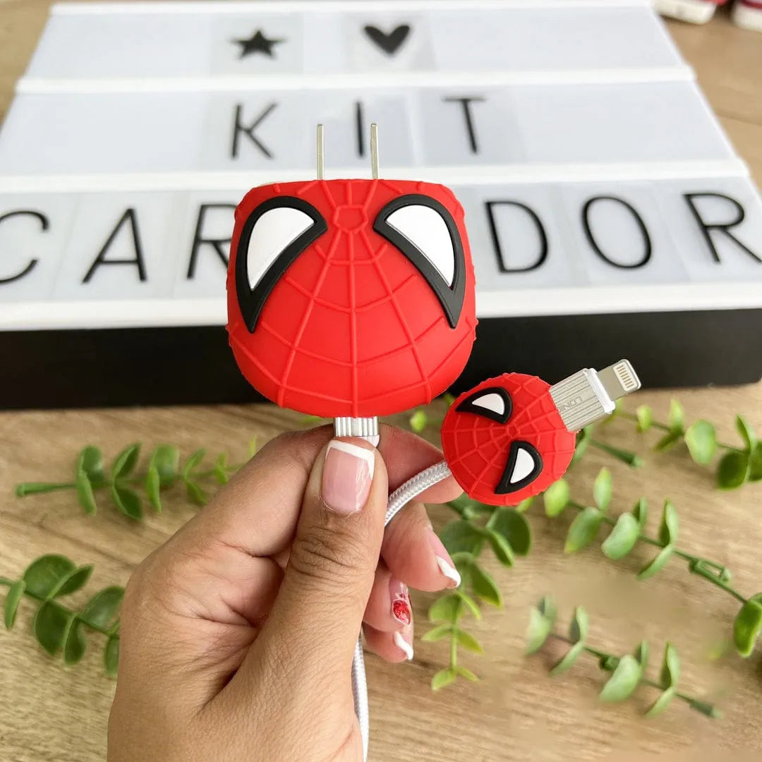 Set protector de cargador y cable celular Spiderman