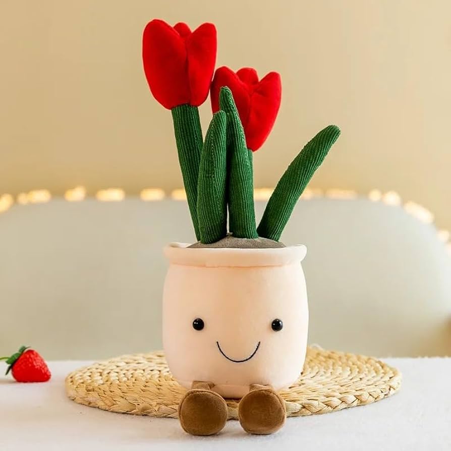 Peluche maceta tulipán rojo