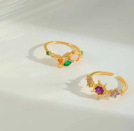 Anillo de La Sirenita ajustable baño de oro 14k