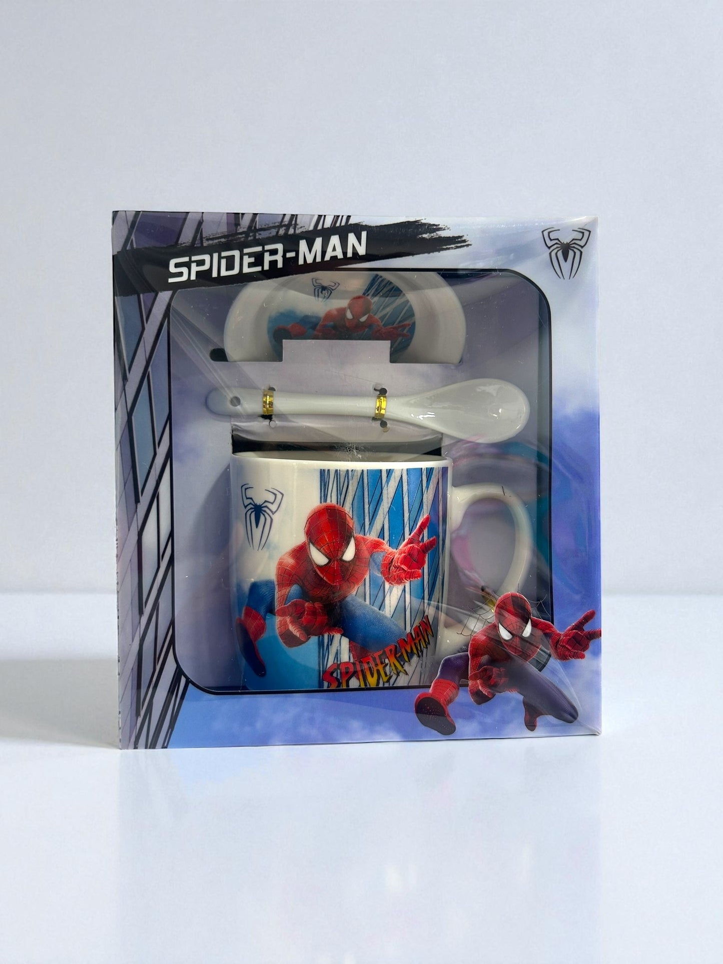Set de taza, plato y cuchara de cerámica Spiderman
