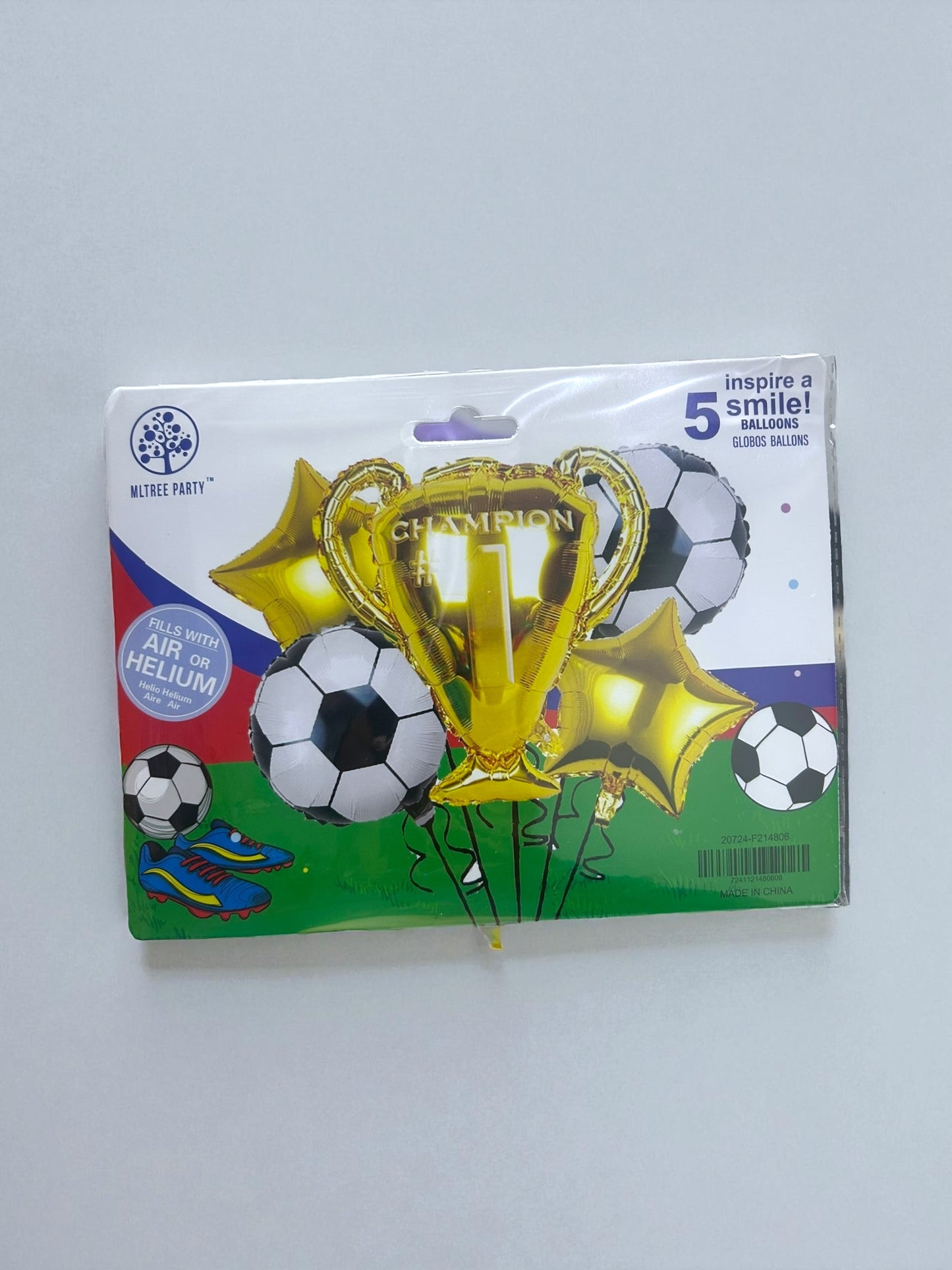 Set de 5 globos metálicos de fútbol