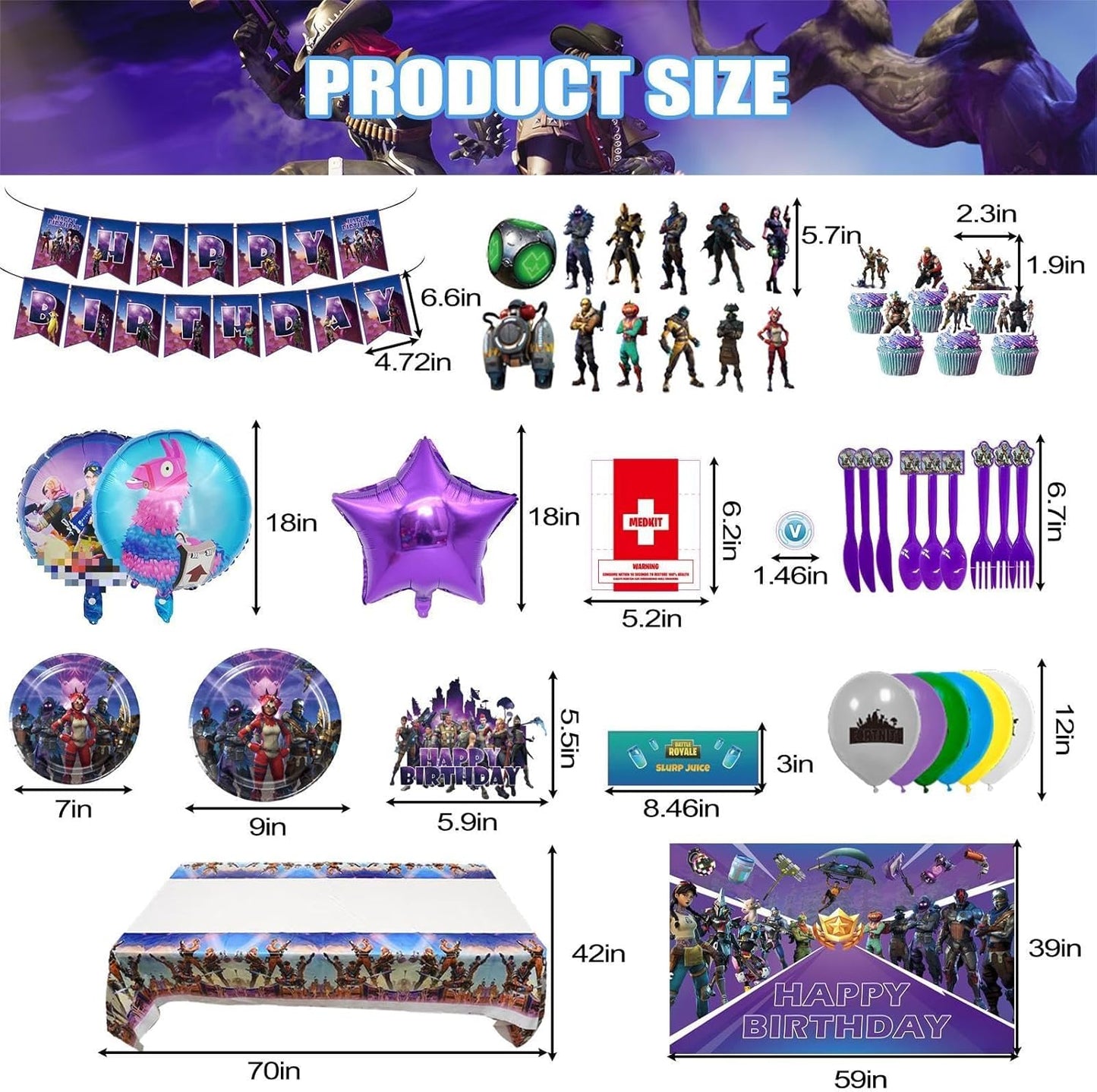 Set de decoración para fiesta Fortnite 152 piezas