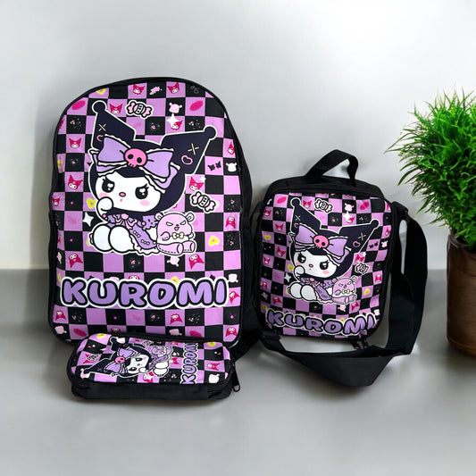 Set de bulto, lonchera y cartuchera Kuromi