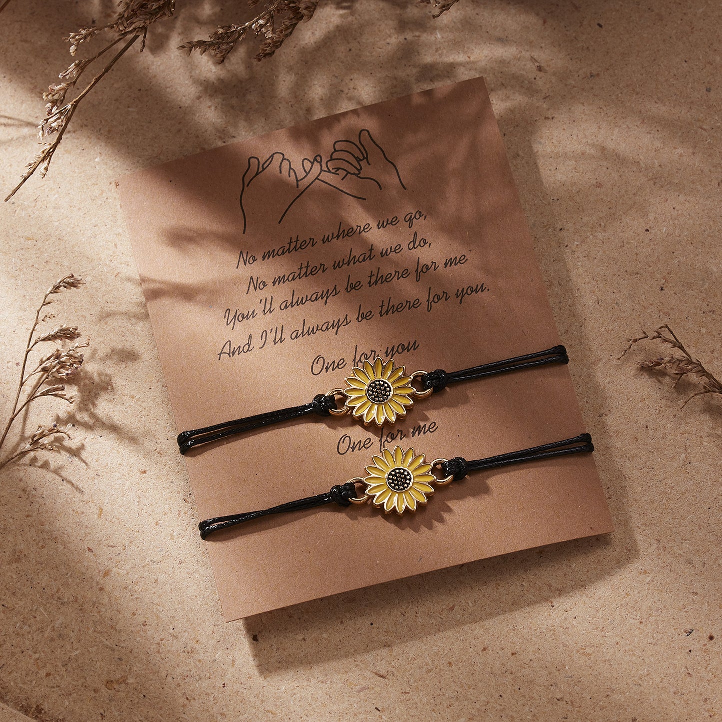Set de pulseras de girasol ajustables