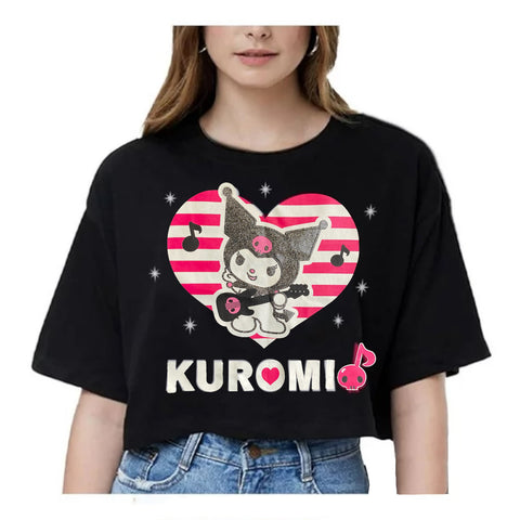 Camiseta crop top original de Kuromi talla M oversize