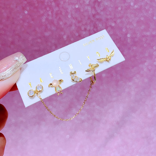 Set de aretes Harry Potter baño de oro 14k