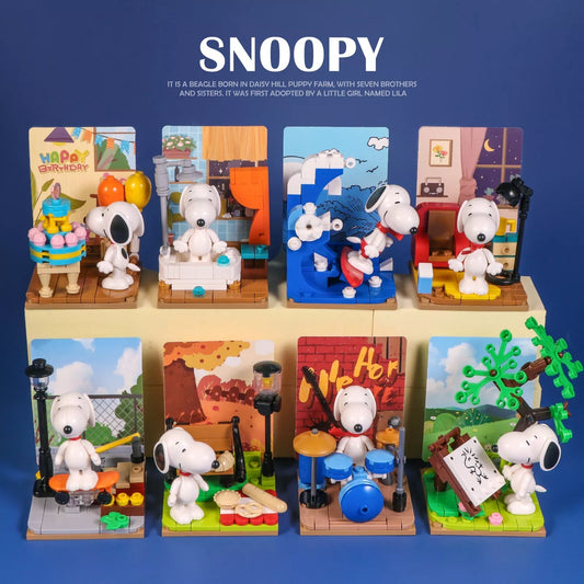 Blind box original de bloques para armar de Snoopy