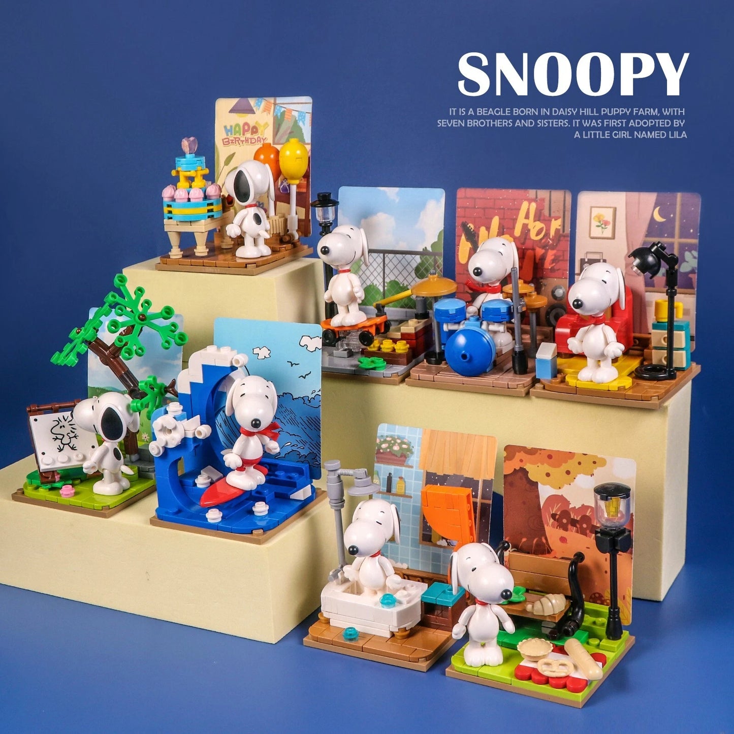 Blind box original de bloques para armar de Snoopy