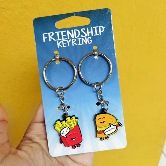 Set de llaveros hamburguesa y papas fritas
