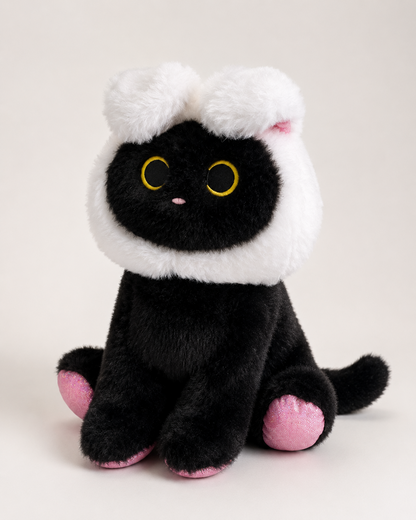 Peluche gatito con disfraz de conejo 25 cm