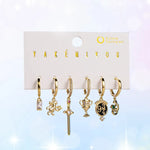 Set de 6 aretes Harry Potter baño de oro 14k