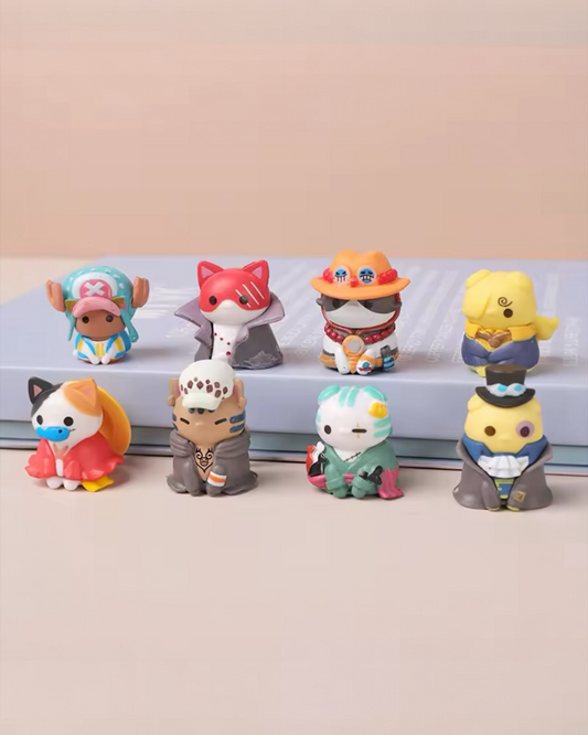 Set de 8 figuras gatitos One Piece  3 cm