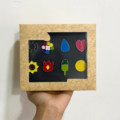 Set de 8 pines medallas Kanto Pokémon