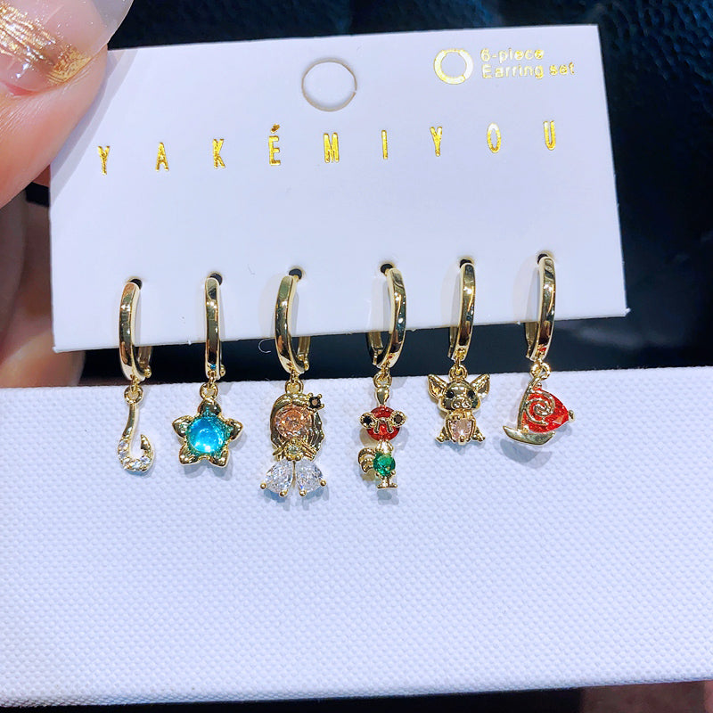 Set aretes Moana baño de oro 14k