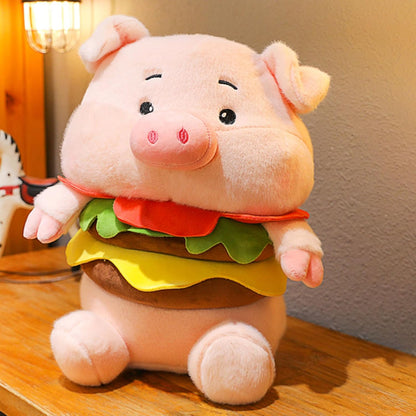Peluche cerdito disfraz hamburguesa 25 cm
