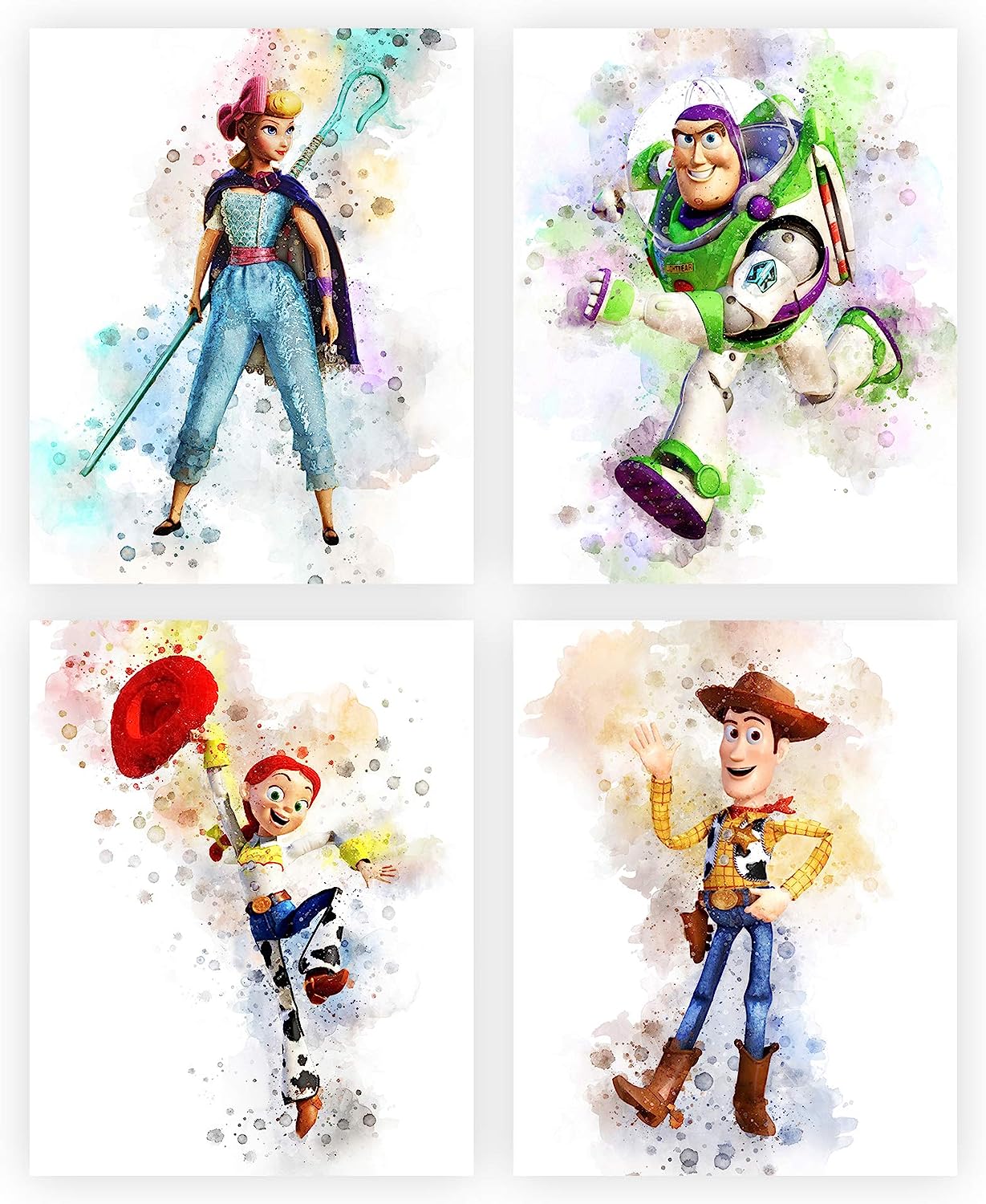 Set de 4 póster Toy Story en lienzo 20 x 25 cm (sin enmarcar)
