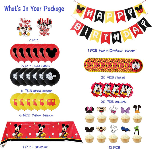 Set de decoración para fiesta Mickey Mouse 70 piezas