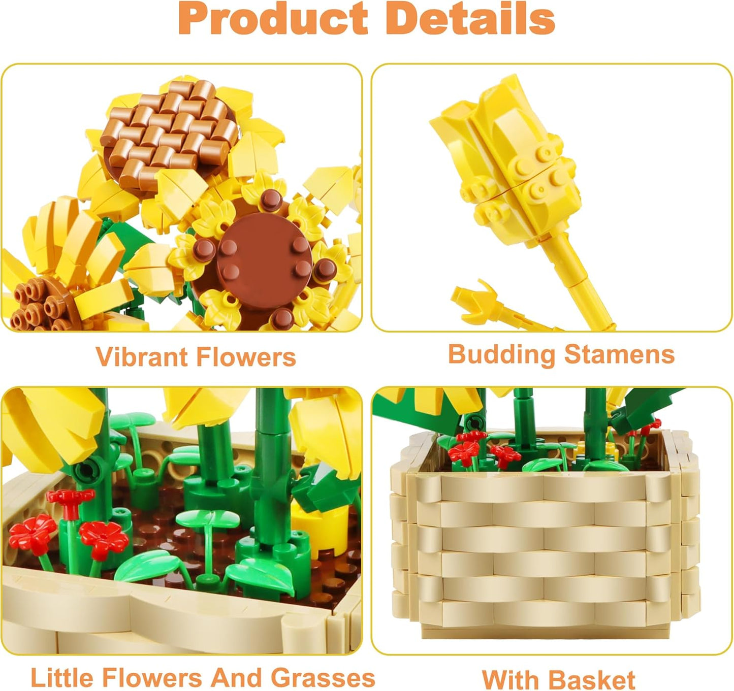 Set de bloques para armar de girasoles 20 cm (550 pcs)