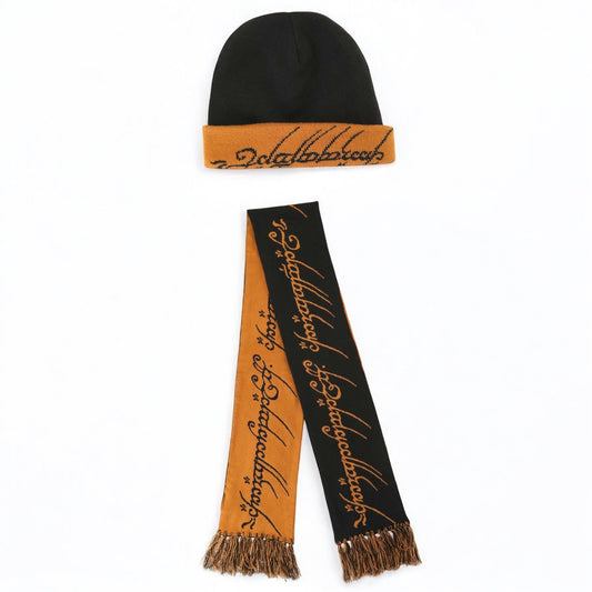 Set original de gorro y bufanda tejida El Señor de los Anillos