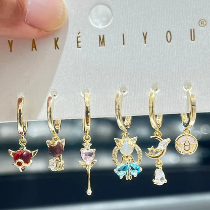 Set de aretes Sailor Moon baño de oro 14k