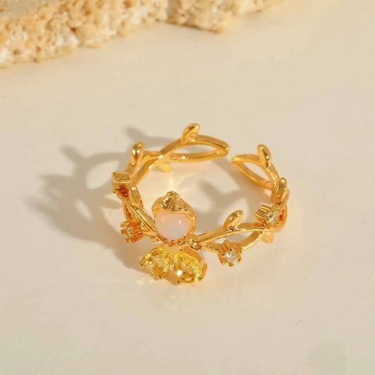 Anillo de Bella ajustable baño de oro 14k