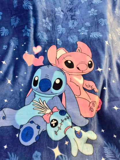 Cobija matrimonial de Stitch y Angel 180 cm x 260 cm