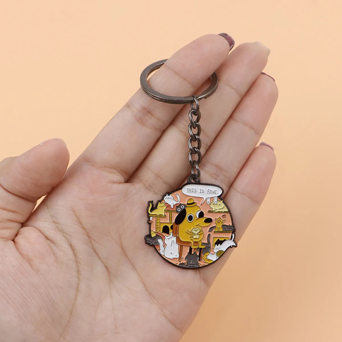 Llavero "This is fine" con gatitos