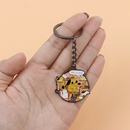 Llavero "This is fine" con gatitos
