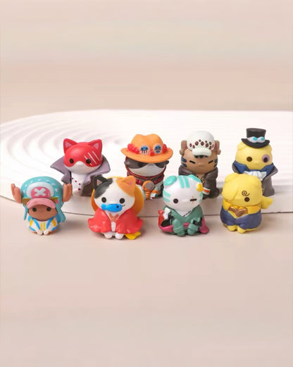 Set de 8 figuras gatitos One Piece  3 cm