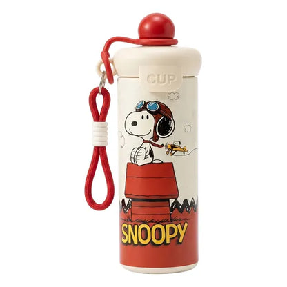 Botella térmica con pajilla de Snoopy