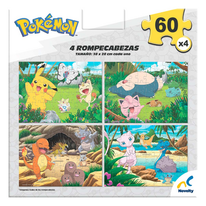 Set original de 4 rompecabezas Pokémon