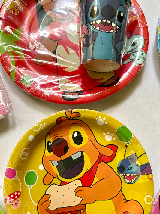Set de implementos para fiesta de Stitch