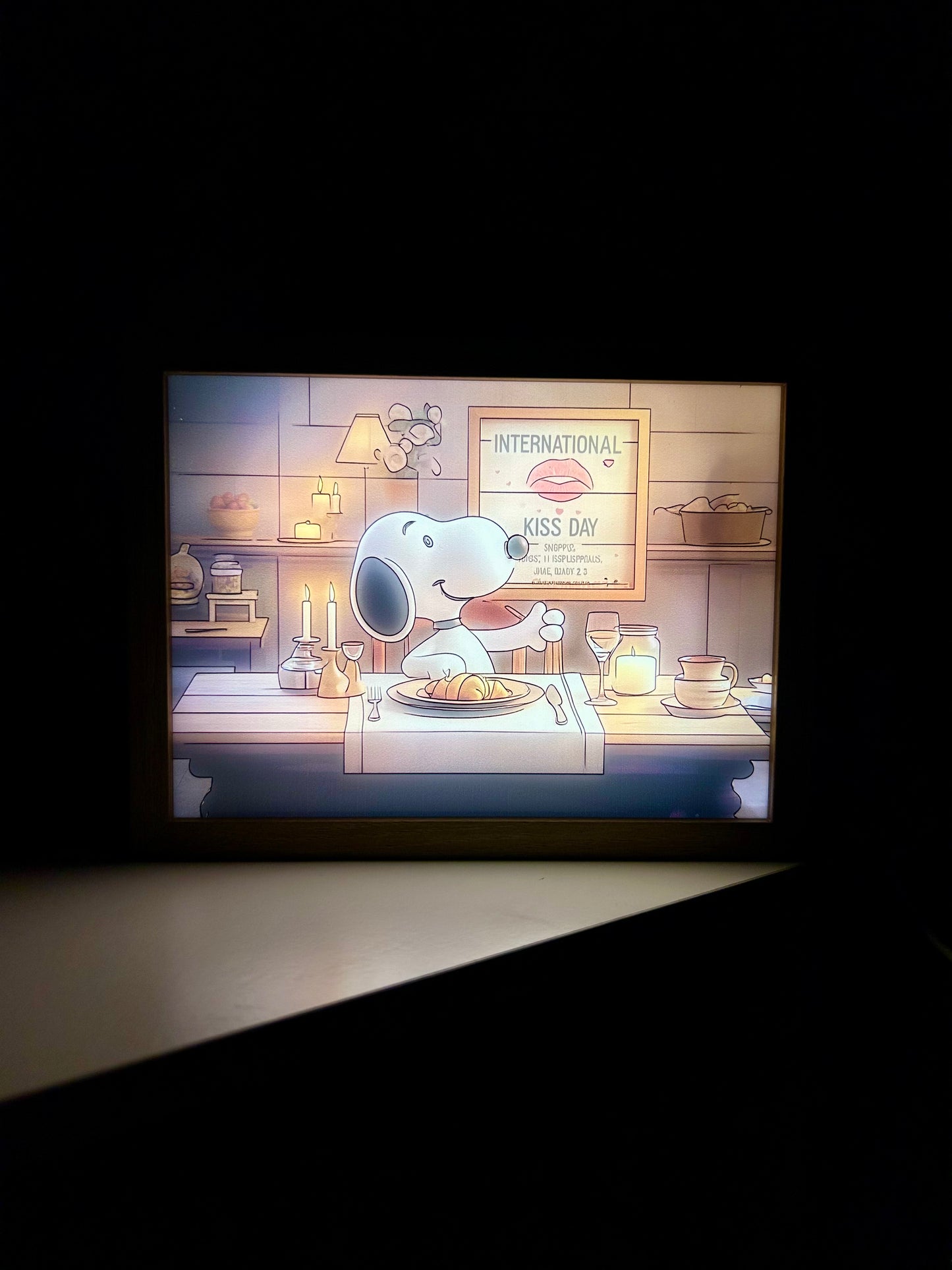 Cuadro con luz LED Snoopy