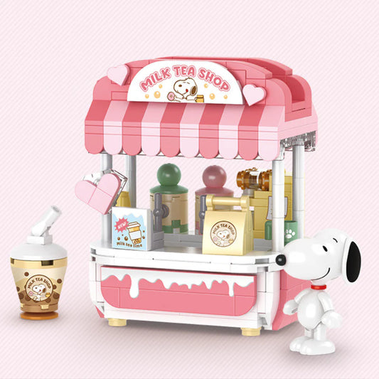 Set original de bloques para armar de Snoopy tienda bubble tea