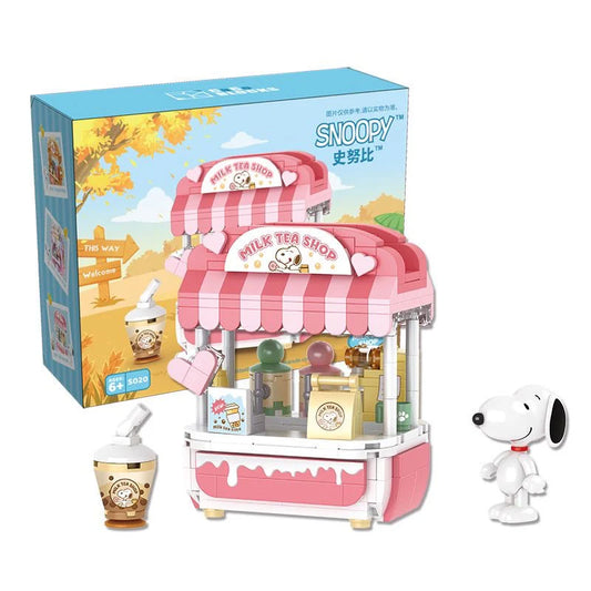 Set original de bloques para armar de Snoopy tienda bubble tea