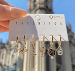 Set de 6 aretes Harry Potter baño de oro 14k