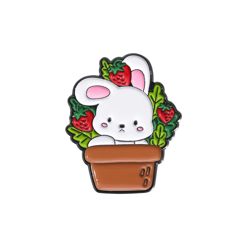 Pin conejito y fresas