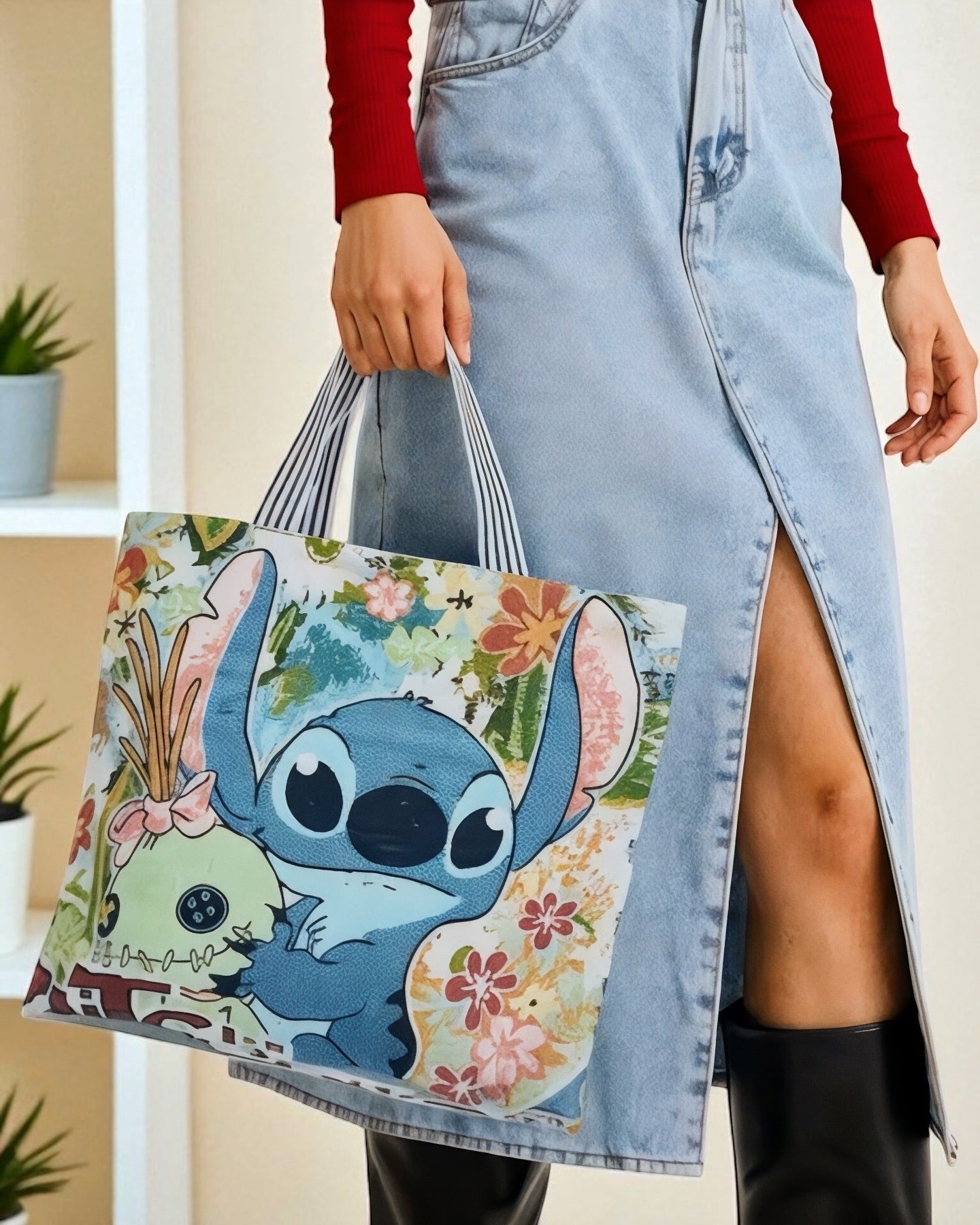Tote bag tejido de Stitch con zipper
