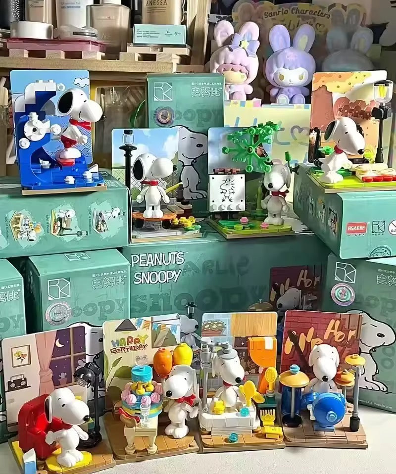 Blind box original de bloques para armar de Snoopy