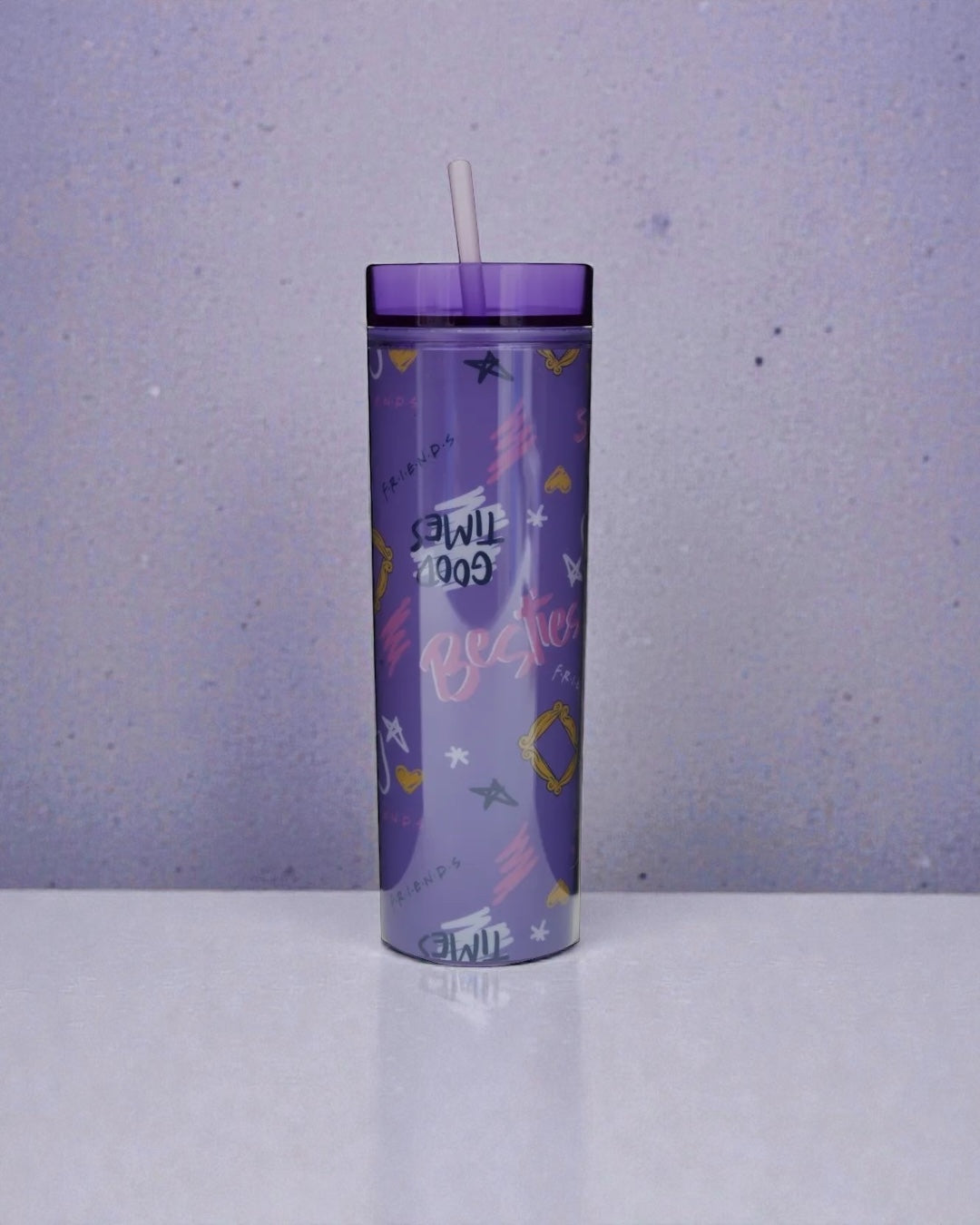 Vaso plástico con tapa y pajilla de Friends