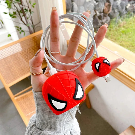 Set protector de cargador y cable celular Spiderman