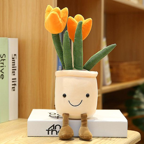 Peluche maceta tulipán naranja