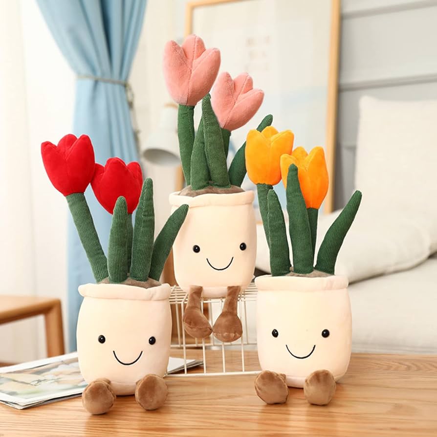 Set de 3 peluches de tulipán 35 cm