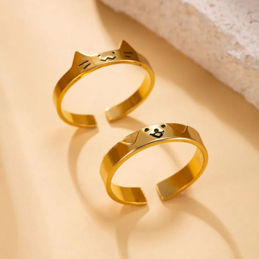 Set de anillos gatito y perrito