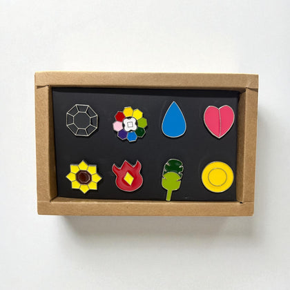 Set de 8 pines medallas Kanto Pokémon