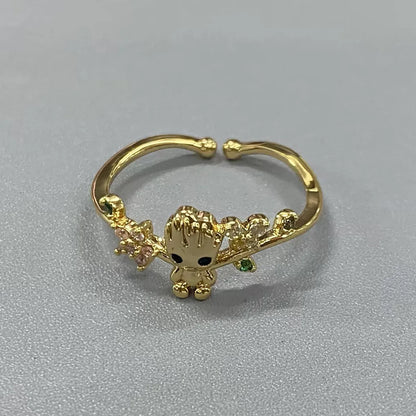 Anillo ajustable Groot baño oro 14k
