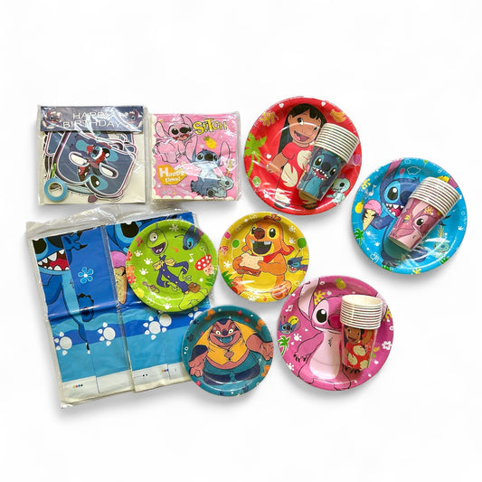 Set de implementos para fiesta de Stitch