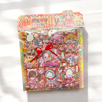 Set de stickers Sanrio de muñequitas para vestir 5 personajes