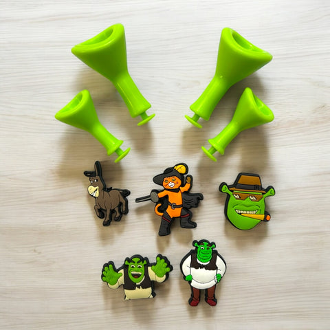 Set de 9 charms para Crocs Shrek